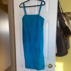 Danier Leather Vintage Elegant Blue Sleeveless Dress 90s